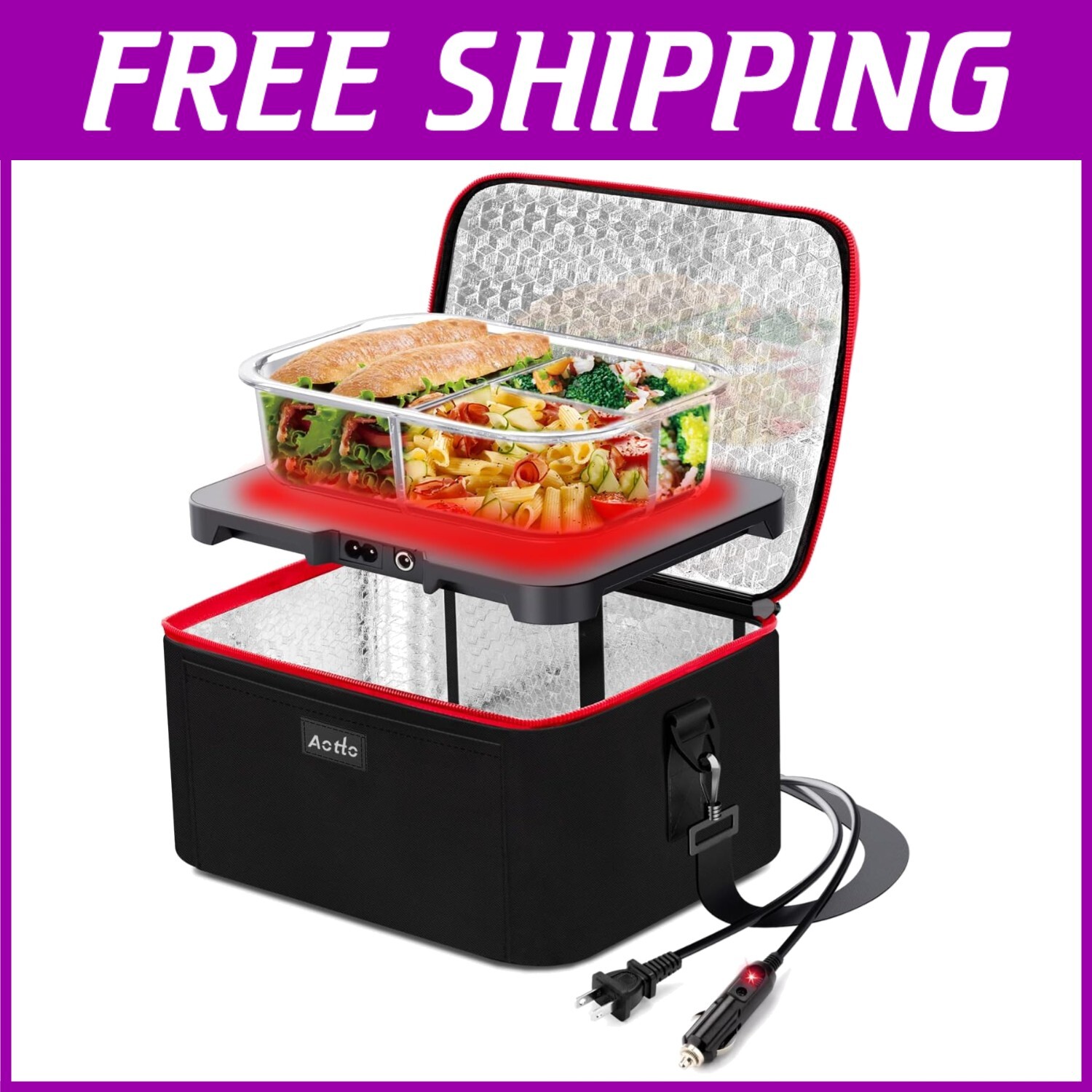 Lightweight Heated Lunch Box - 3-in-1 Car Food Warmer for Home, Travel, Work