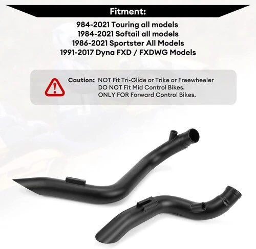 Tubos de escape LAF 2" para Harley Touring Sportster Softail con brida negra Foto 4 de 4