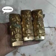 Vintage Victorian Design Brass Lot OF 3 Pcs Handle For Wooden Walking Stick Cane