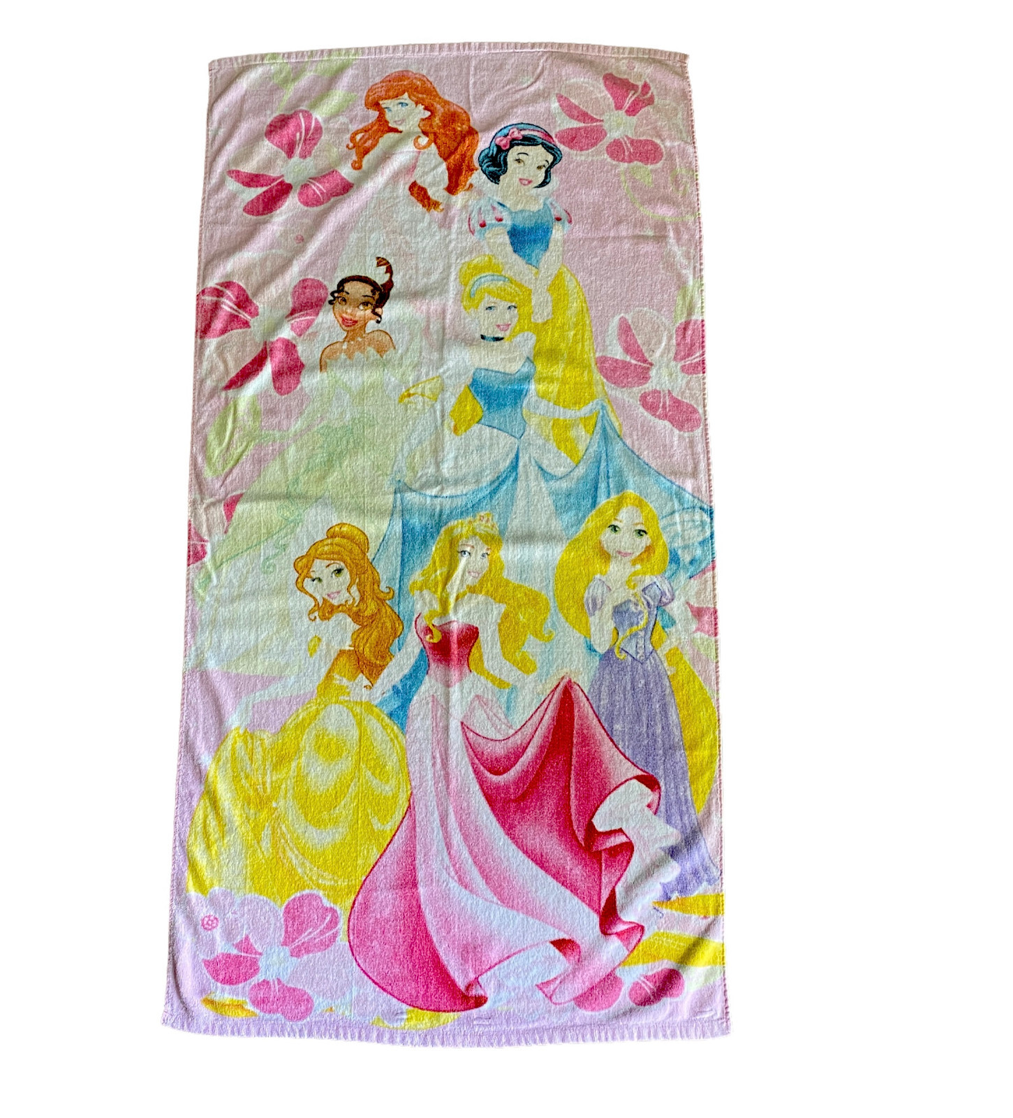 Disney Princess Beach Towel Ariel Belle Tiana Aurora Rapunzel More 100% Cotton