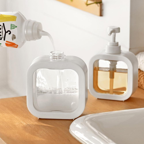 Hand Soap Dispenser for Bathroom, Modern Dish White 500ml - Picture 5 of 7