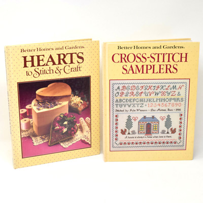 2 Better Homes and Gardens Hearts to Stitch & Craft & Cross Stitch Samplers 1986