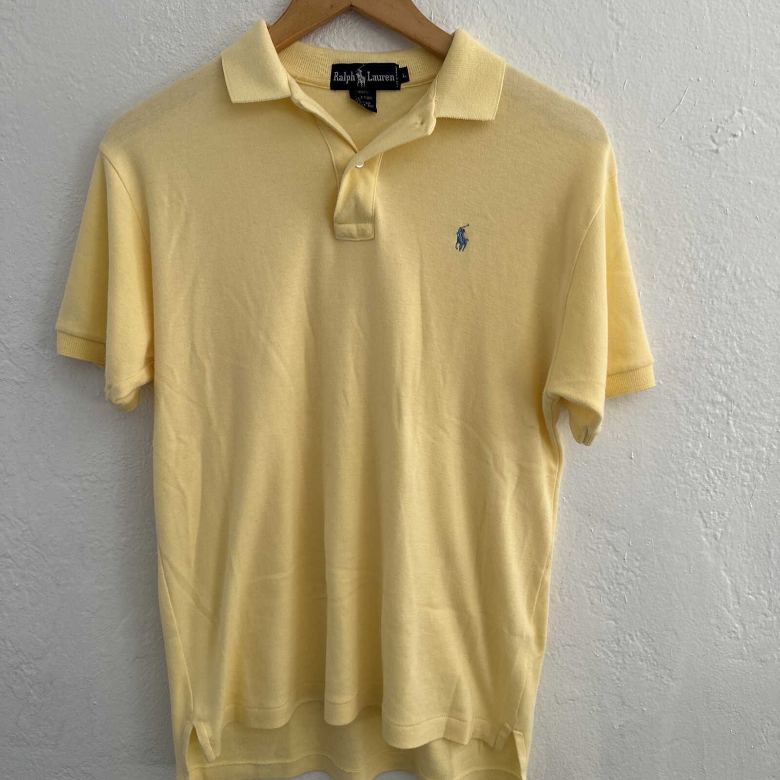 Polo Ralph Lauren Camicia Uomo L Large Giallo Verde Morbido Pony %100 Cotone
