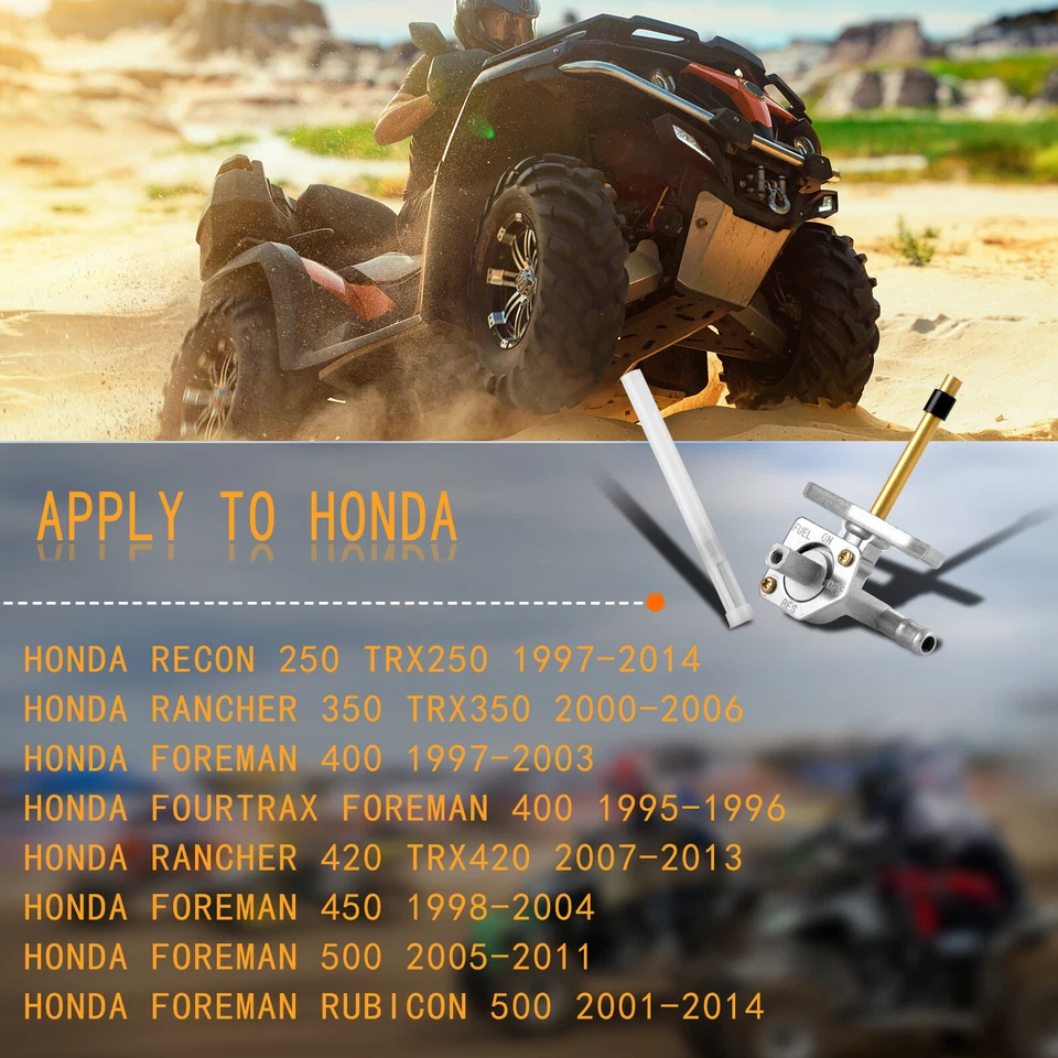 Fuel Valve Petcock & Lever Screw For Honda Recon 250 TRX250 1997-2014 - Image 3 of 4