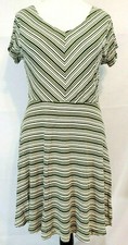 Love Squared Womens Dress Junior Plus Size 2X Olive Green Cream Striped Stretch