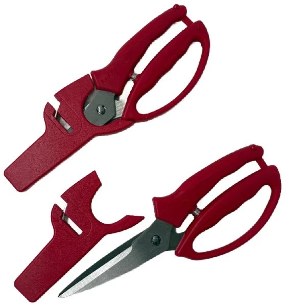 #SafeTGrip Set of 2 Comfort Grip Kitchen and Utility Scissors — Red