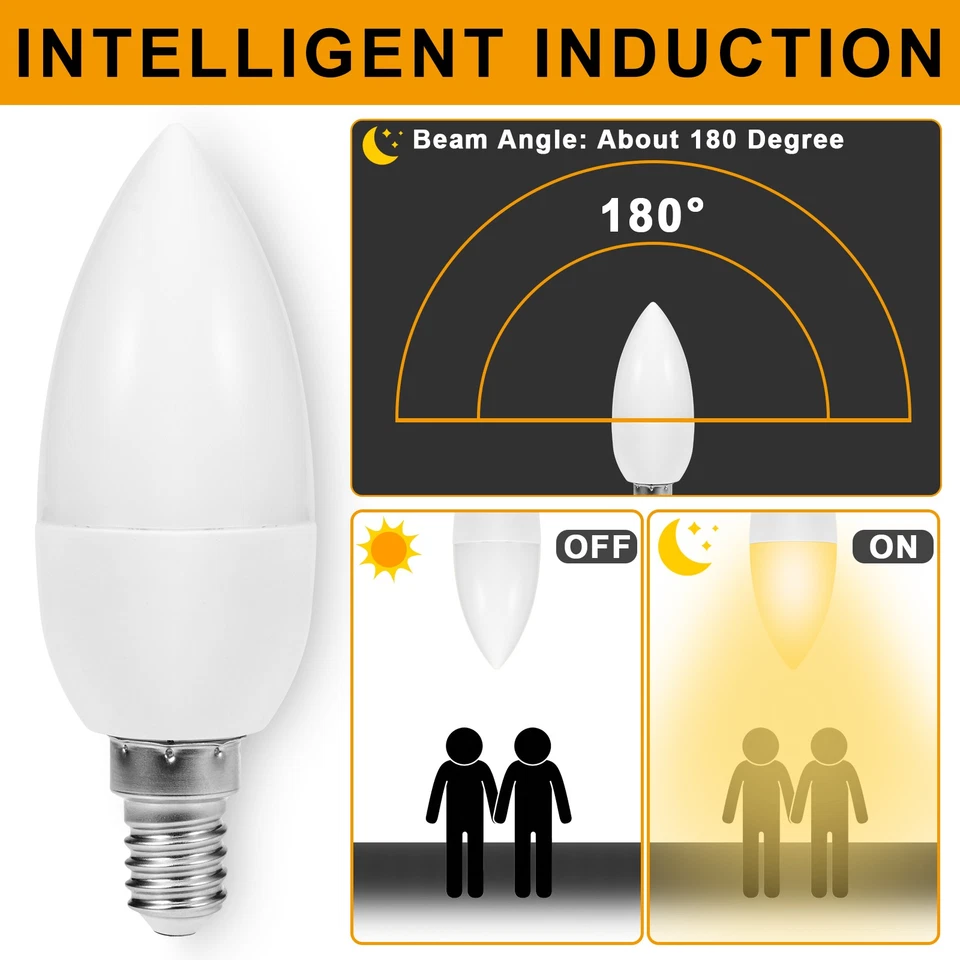 Dusk to Dawn Night Light Bulbs E14/E27 Light Sensor Bulb 60w LED Bulb Base Light - Image 4 of 4