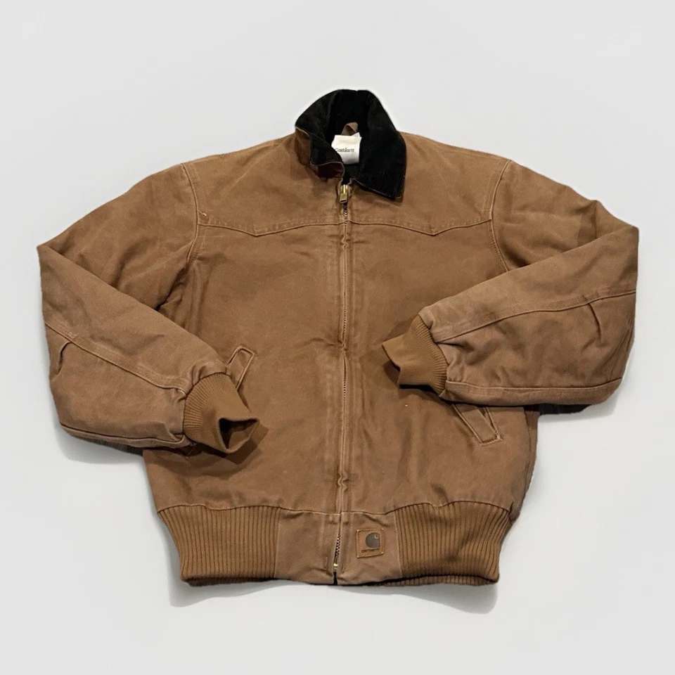 Vintage 90s Small Carhartt Quilted Lined Canvas Collar Jacket J14 BRN Santa Fe - Image 2 of 4