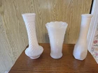 Set of three Vintage Milk Glass “squashed bubbles” design vases