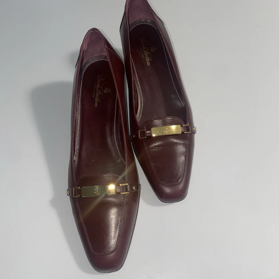 Винтажные женские бордовые кордованские кожаные туфли на низком каблуке Brooks Brothers 6,5  - Изображение 2 из 4