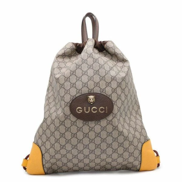 Gucci GG Supreme Sac à Dos Cordon Tête de Tigre Sac Unisexe Occasion
