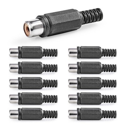 10x Cinch Buchse Schwarz zum Löten Knickschutz RCA Audio Kupplung Audiostecker