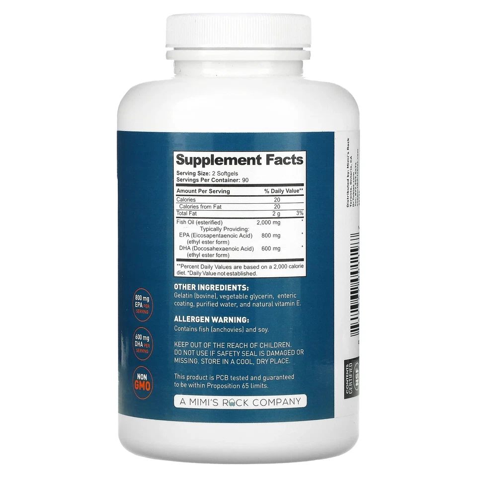 Aceite de pescado Omega 3, triple fuerza, 180 cápsulas blandas Foto 2 de 2