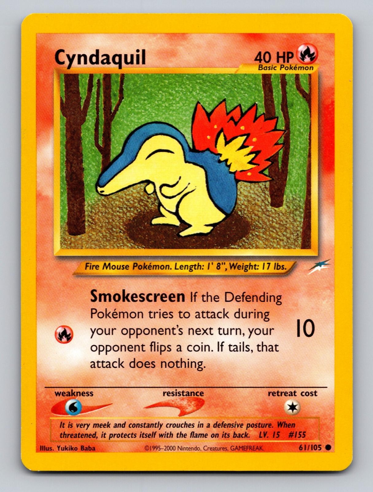 Cyndaquil 61/105 Common Neo Destiny Pokemon Unlimited LP Yukiko Baba
