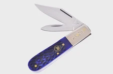 Classic Pocket Knife Barlow Blue Bone Handles "BARLOW" Bolster 2-Blades, 3-3/8"