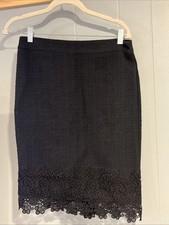 NWT Talbots 6P Black Skirt With Eyelet Floral Detail Cotton NEW 109 LC