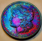 1900 O Morgan Silver Dollar Monster Rainbow Toning / . 224