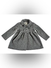 NWT OshKosh Gray Fit  Flare Fleece Jacket Coat with Bow Accent 2T