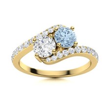 Throat Chakra Natural Aquamarine Sterling Silver Sister Byapss Ring Jewelry