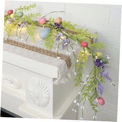  6 FT Easter Decorations for Home Lighted Easter Garland Artificial Egg Style 1