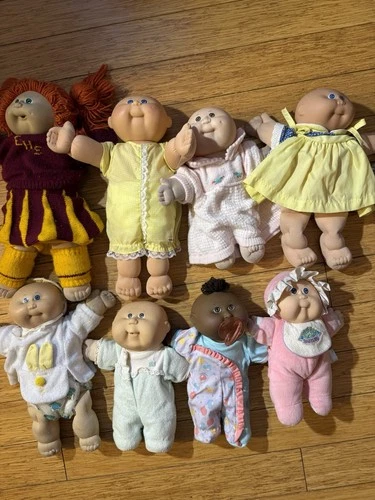 Lot Of  8 Cabbage Patch Kids Dolls. Half Are Marked 1978, 1982. Original Clothes