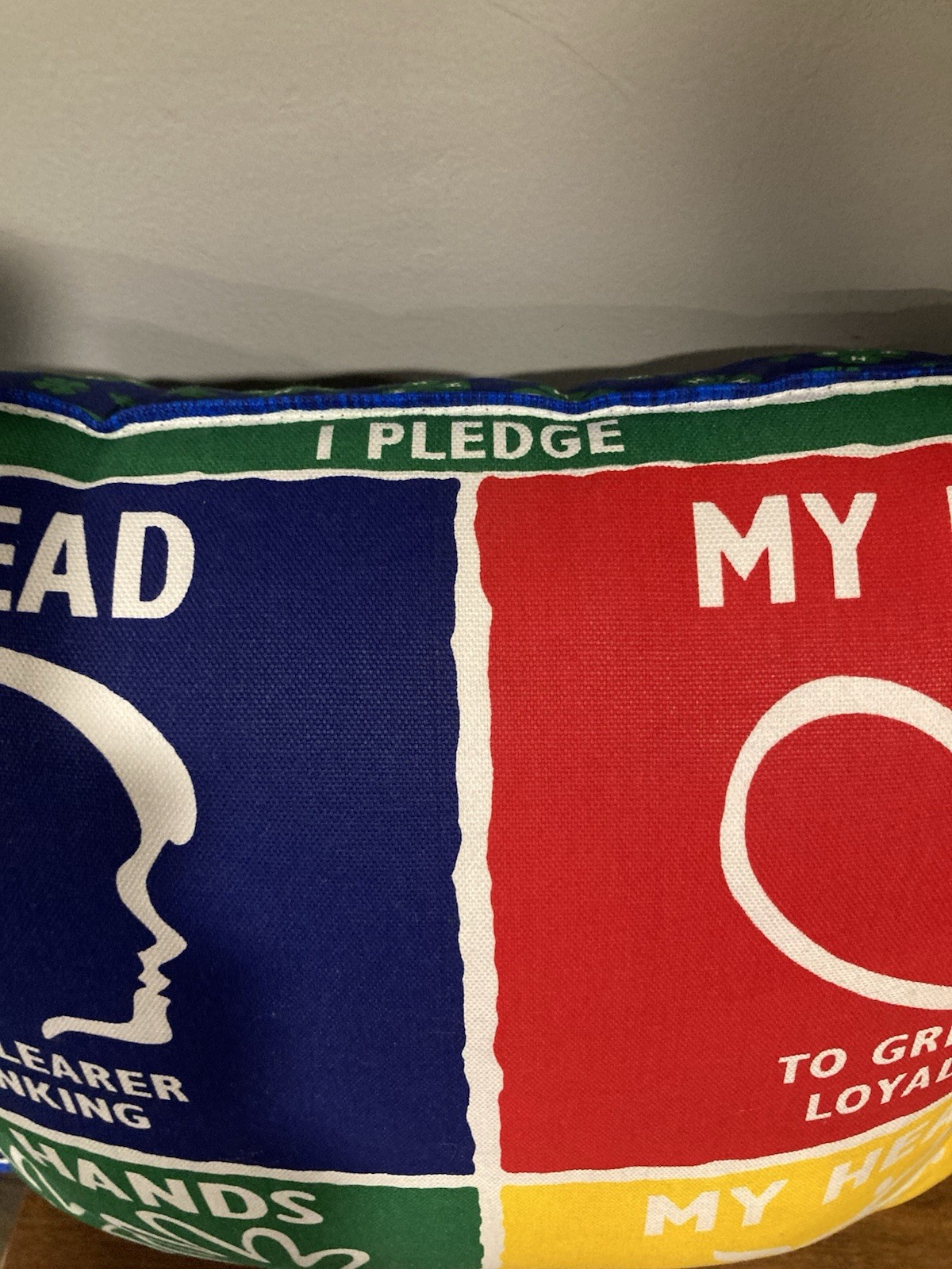 4-H  4H Pillow Complete Country Girl Farmhouse Hearts Hands Motto 15” X 15”