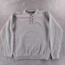 Vintage Cherokee Sweater Mens Large Henley Waffle Rib Knit Made in USA Fisherman