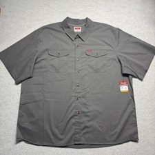 Wrangler Five Star Heritage Relaxed Fit Button Up Shirt Gray Men's Size 3XL