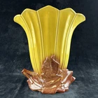 Vintage McCoy Pottery Tall Fan Vase 14.5” 1954 Yellow Art Deco MCM