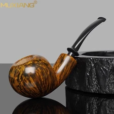 MUXIANG Smooth Freehand Pipe Handmade Briar Wooden Tobacco Pipe Cumberland Stem
