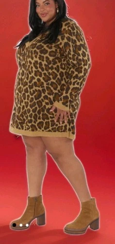 SHOW ME YOUR MUMU HARTFORD ANIMAL PRINT SWEATER DRESS NWT SZ 1X