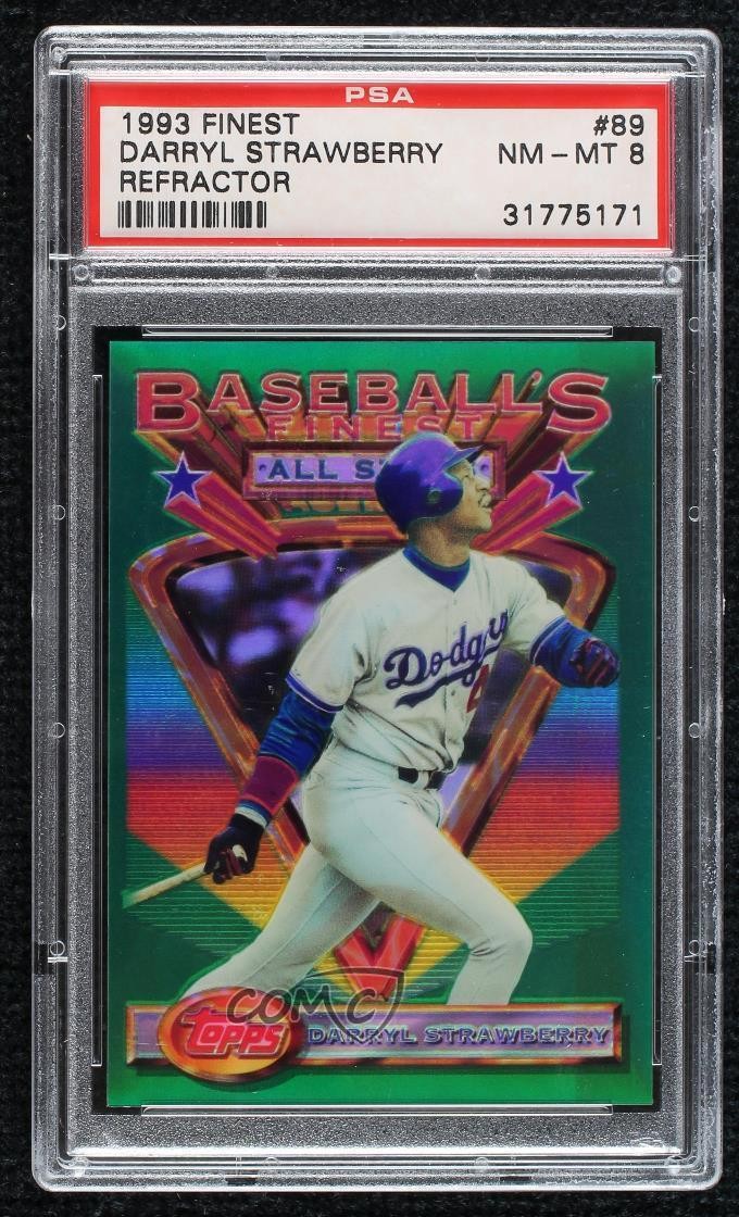1993 Topps Finest Baseball's All-Stars Refractor Darryl Strawberry #89 PSA 8 f2e