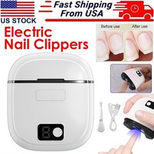 Automatic Electric Toe Nail Clippers w/ LED Light USB Rechargeable Nail Trimmer
