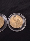 2 Old USA Golden One Dollar Coins With Holes - Washington & Adams — photo 5