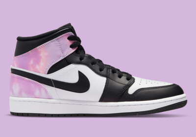 Air Jordan 1 Mid Shoes Black Purple Tie Dye Zen Master DM1200-001