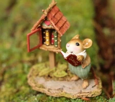 Wee Forest Folk LITTLE LIBRARY, WFF# M-741b, GREEN, Reading Mouse