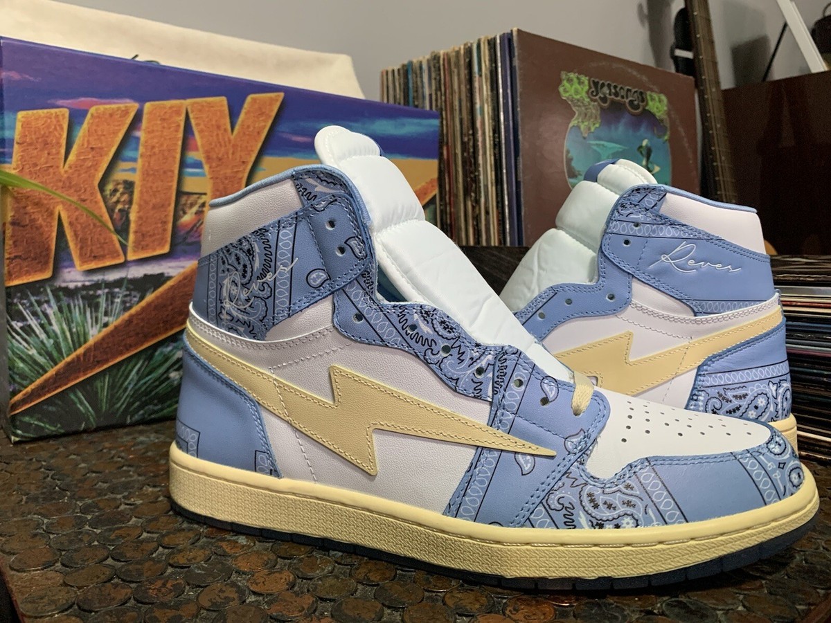 🥶AIR KOOL KIY Reves Paris David Weeks NYC BLUE PAISLEY BANDANA Print Sz  DS