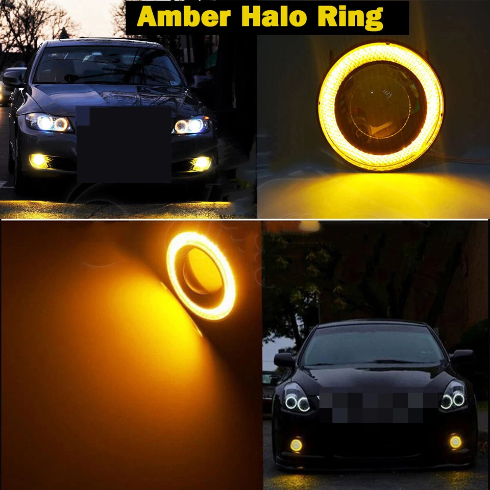 2X 3.5 inch 3200Lm Round LED Fog Lights Lamp with Amber Angel Eyes Halo Ring 12V - Image 3 of 4