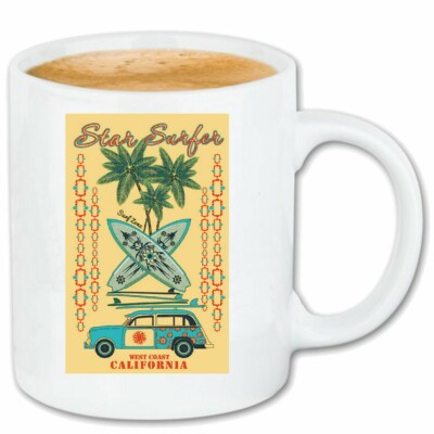 Kaffeetasse STAR SURFEN BEACH SURFBRETT LONGBOARD WELLENREITEN WELLEN ANFÄNGER