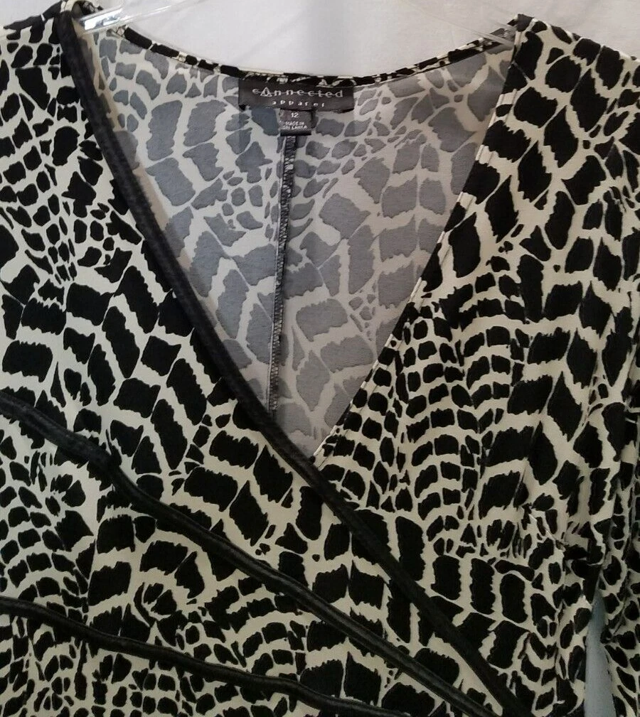 OFF WHITE ABBIGLIAMENTO CONNESSO ABITO A MANICHE LUNGHE BIANCO E NERO TAGLIA 12 #3083