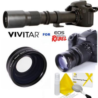  500MM HD ZOOM TELEPHOTO LENS +  WIDE ANGLE LENS FOR CANON EOS REBEL ALL MODELS