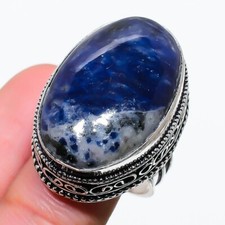 Natural Blue Sodalite Gemstone 925 Sterling Silver Jewelry Ring Size 7 US