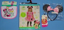 Disney Minnie Mouse Costume Dress-girls 6-12 months-headband/ears-bib-socks-LOT