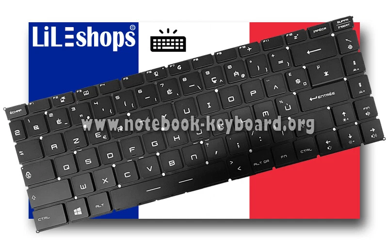 Clavier MSI Stealth 16 AZERTY Français - Rétroéclairé RGB - Pour Modèles A13VG/A13VF/A13VE - Occasion