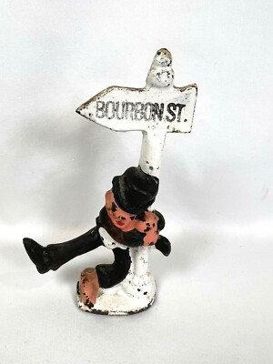 Vintage Cast Iron Drunk Man Bourbon St Sign New Orleans~ Bottle Opener Souvenir 