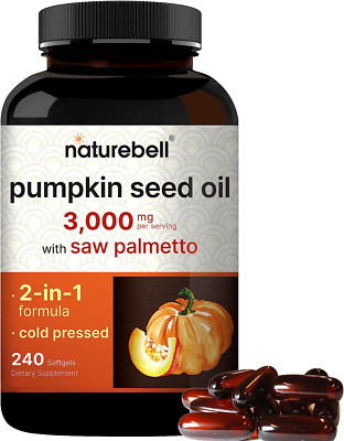 Naturebell Virgin Pumpkin Seed Oil 3,000Mg per Serving with Saw Palmetto, 240 So