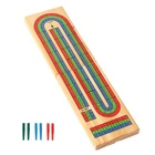 3-Track Folding Travel Cribbage Board Game with 6 Plastic Pegs for 2-3 Players
