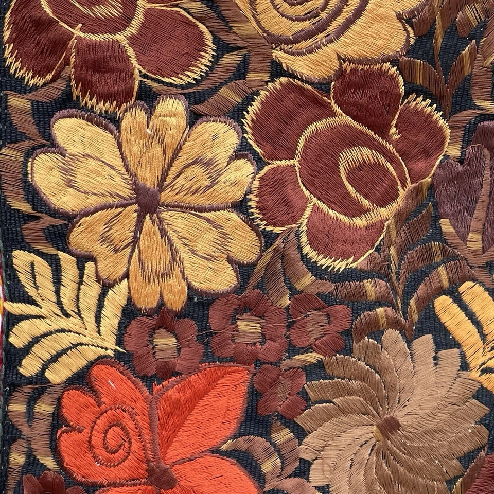 Fall Floral Tapestry Wall Hanging Runner 45 X 17  Woven Embroidered Floral. VTG - Image 4 of 4