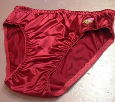 Women Panties Bikinis GRACE Size XL. Burgundy Nylon Satin W/Decoration Elastic