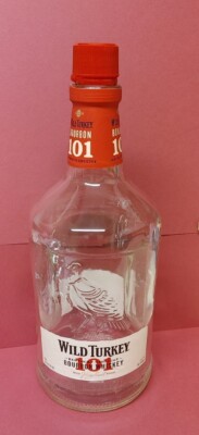 Wild Turkey 101 Kentucky Bourbon Empty Glass Bottle Crafts Lamp Making 1.75L